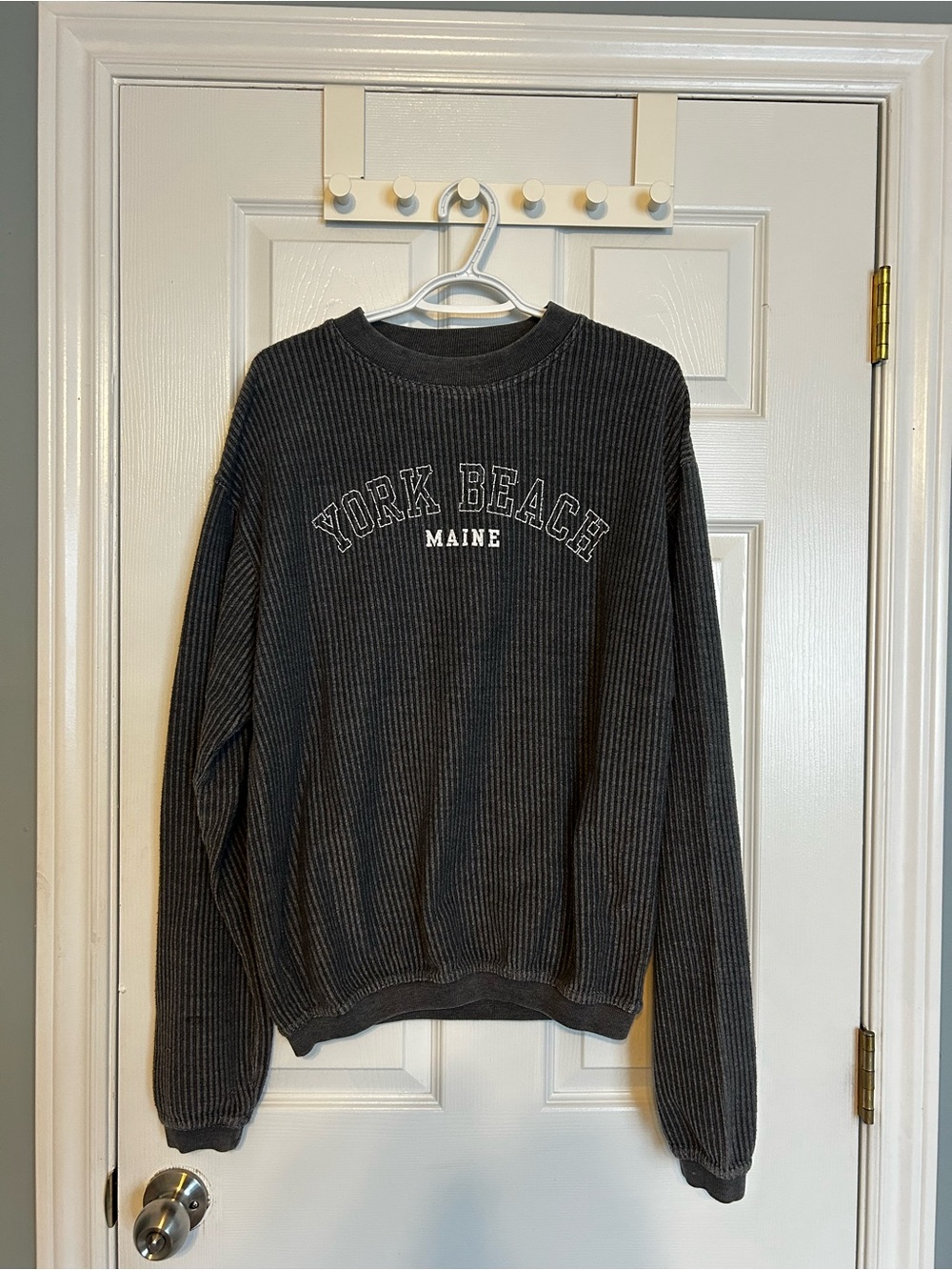 MV Sport Charcoal Ribbed Crewneck Sweatshirt with York Beach Maine